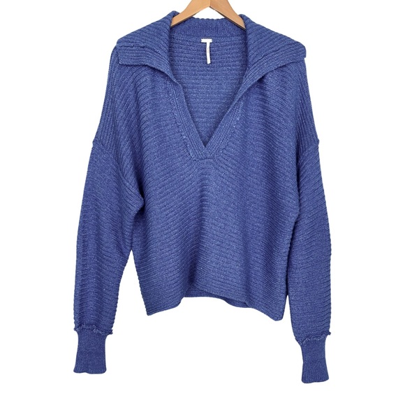 Free People Marlie Pullover Sweater Slouchy Cobalt Blue - Picture 3 of 9